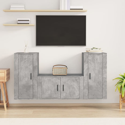 vidaXL 3 Piece TV Cabinet Set Concrete Grey Engineered Wood