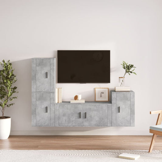 vidaXL 4 Piece TV Cabinet Set Concrete Grey Engineered Wood