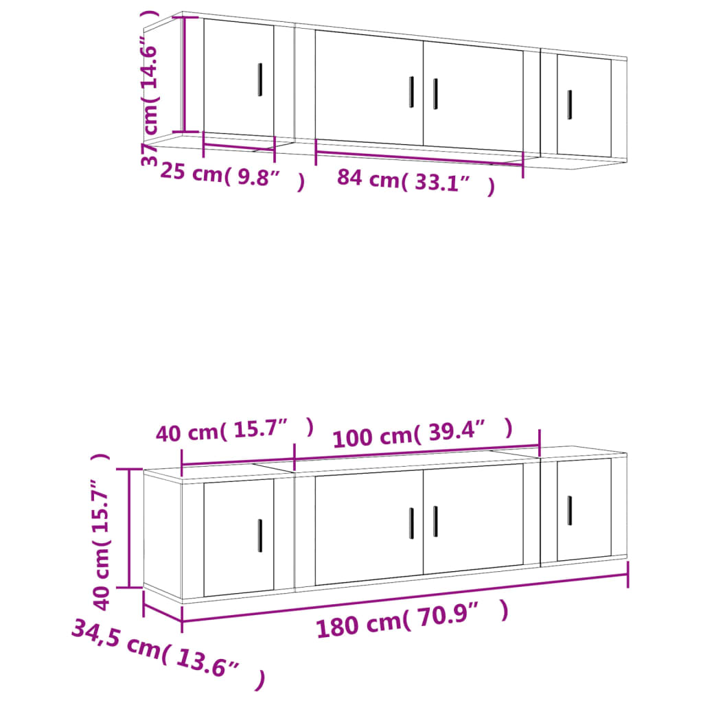 6 Piece TV Cabinet Set Sonoma Oak Engineered Wood