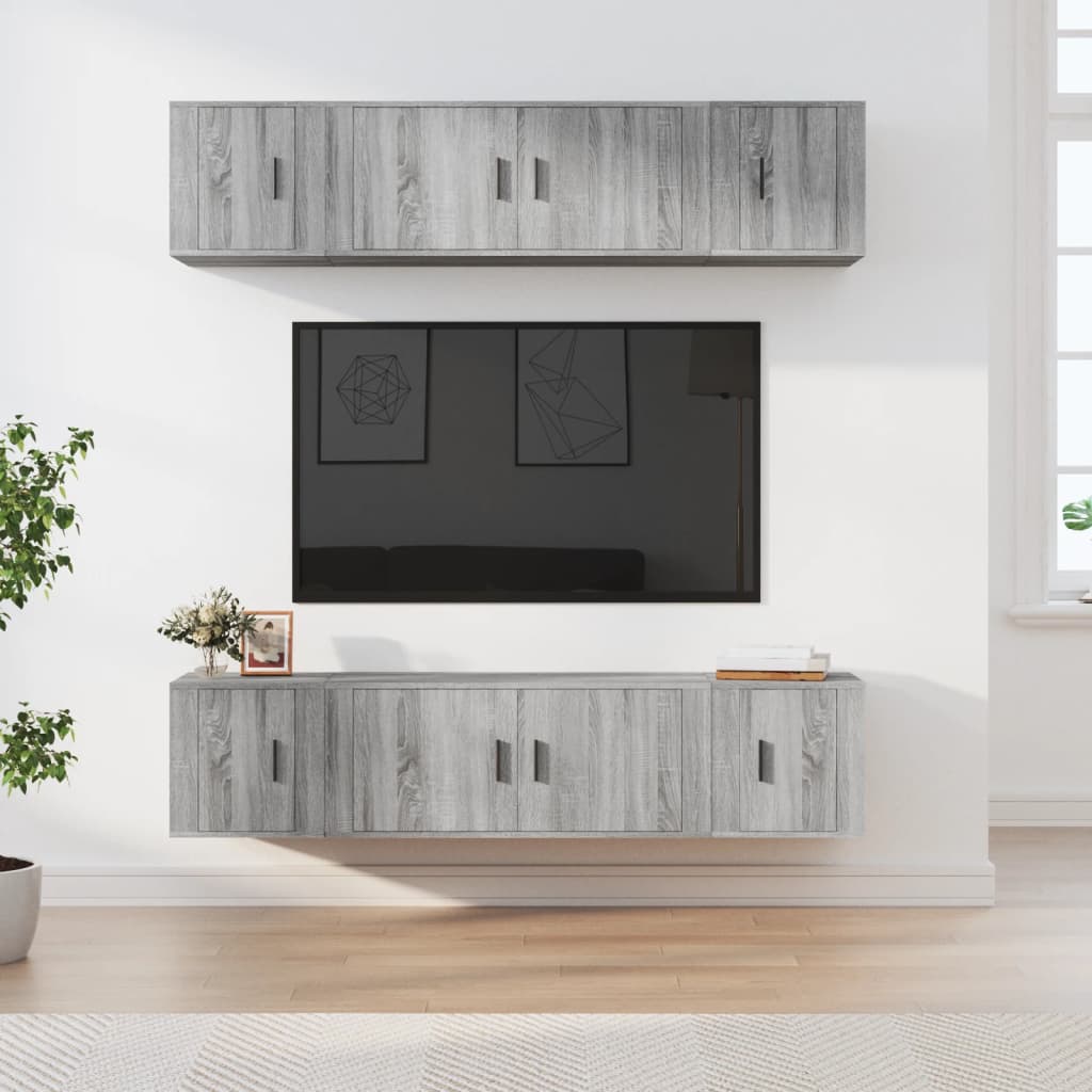 6 Piece TV Cabinet Set Grey Sonoma Engineered Wood