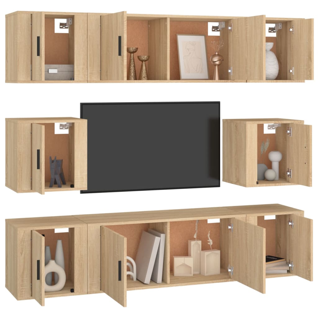 8 Piece TV Cabinet Set Sonoma Oak Engineered Wood