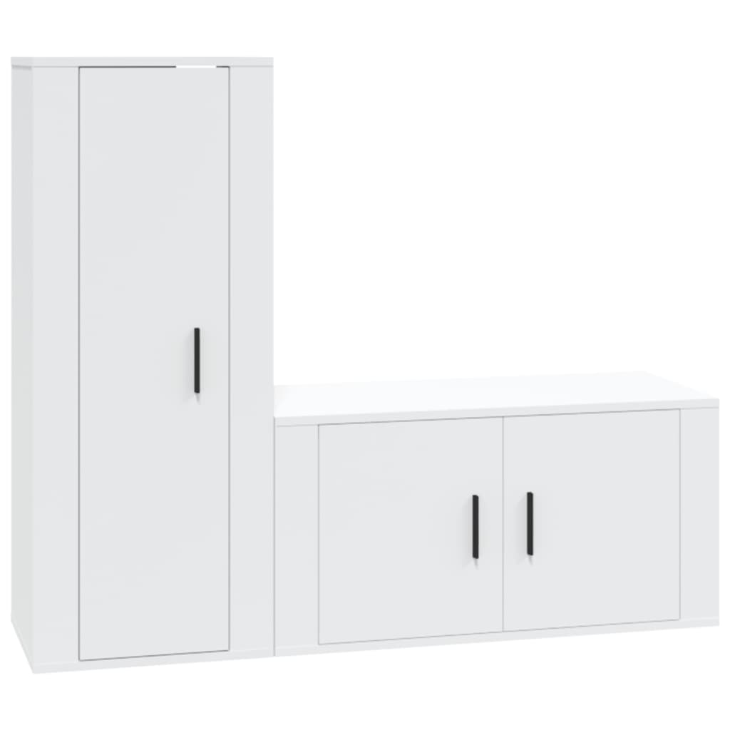 vidaXL 2 Piece TV Cabinet Set White Engineered Wood