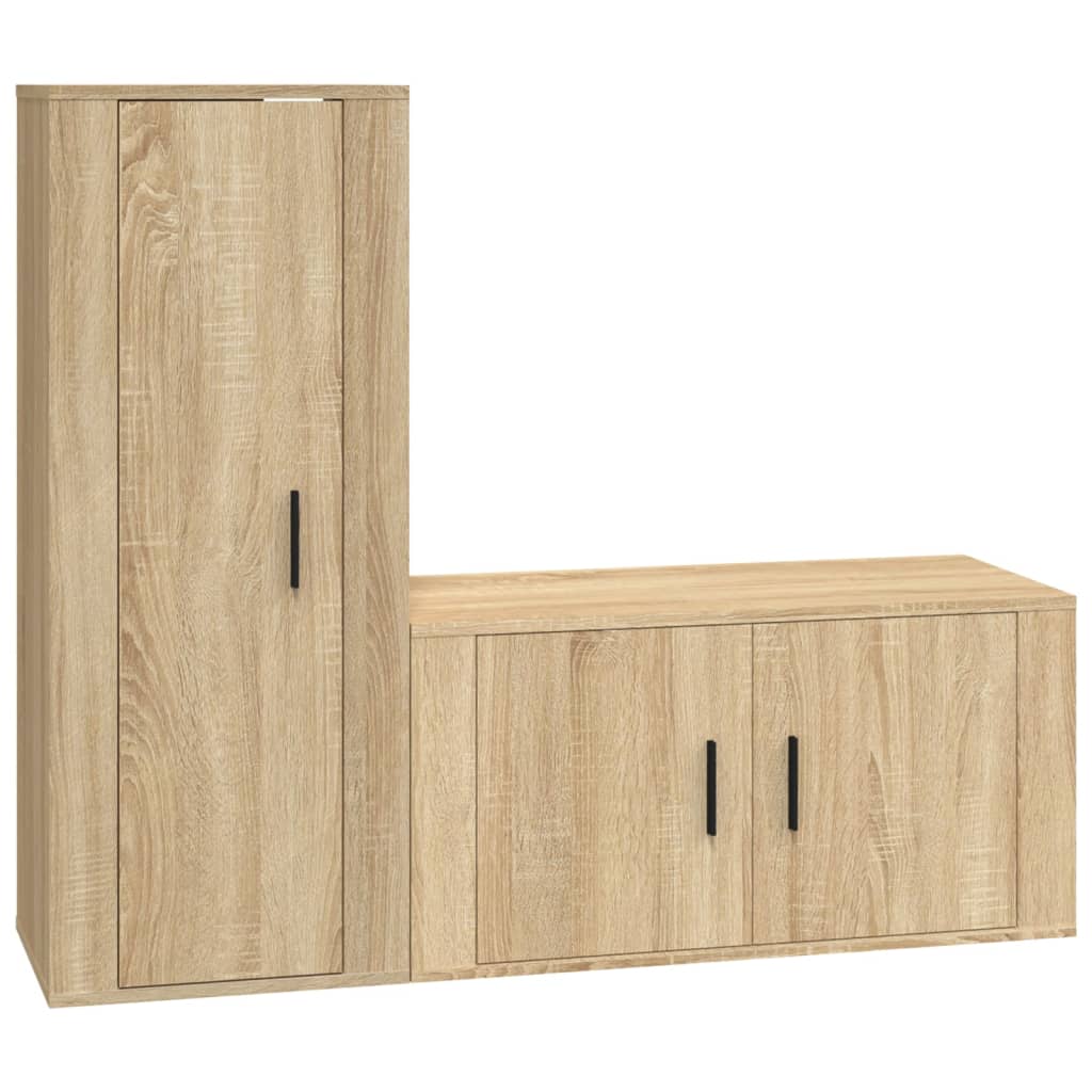 vidaXL 2 Piece TV Cabinet Set Sonoma Oak Engineered Wood