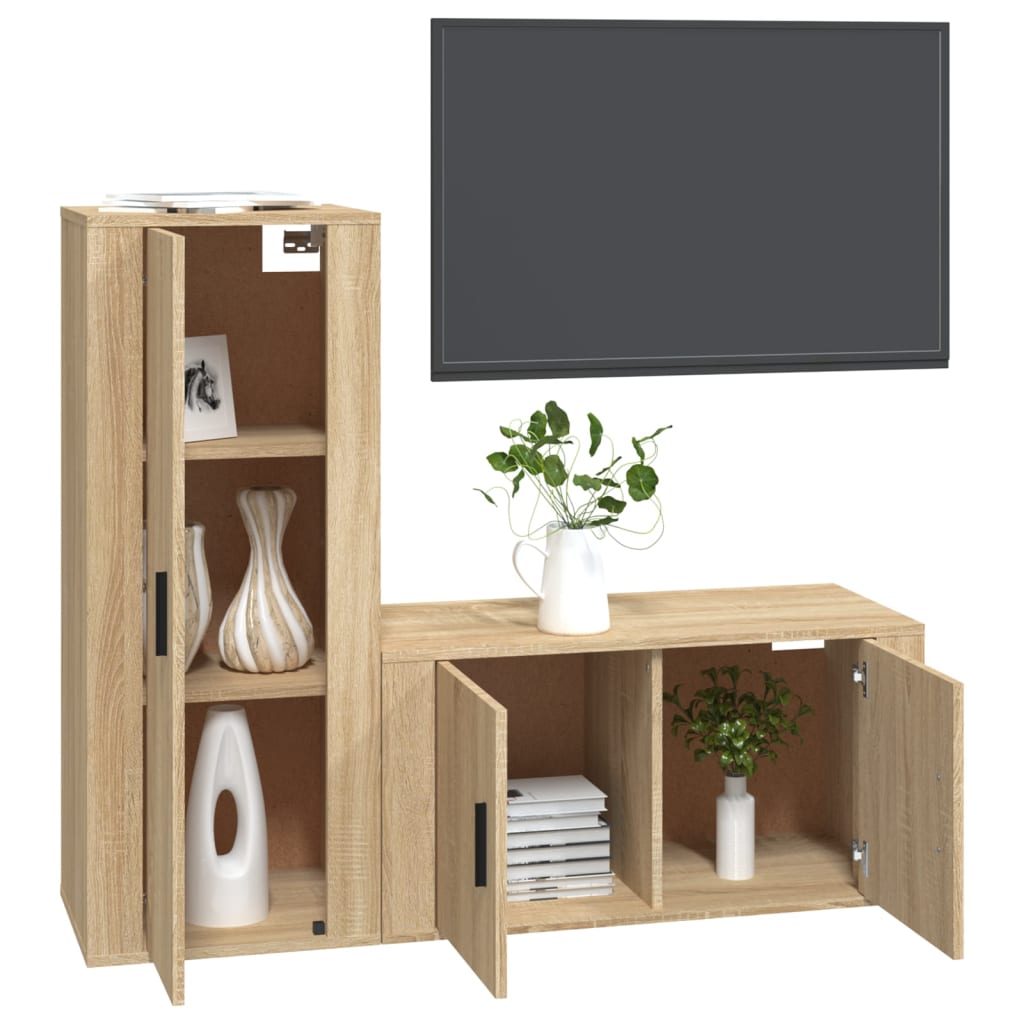 vidaXL 2 Piece TV Cabinet Set Sonoma Oak Engineered Wood