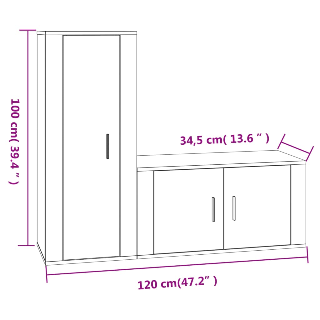 vidaXL 2 Piece TV Cabinet Set Sonoma Oak Engineered Wood