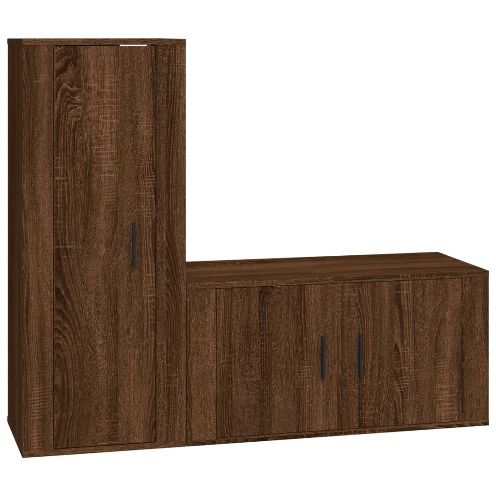 vidaXL 2 Piece TV Cabinet Set Brown Oak Engineered Wood