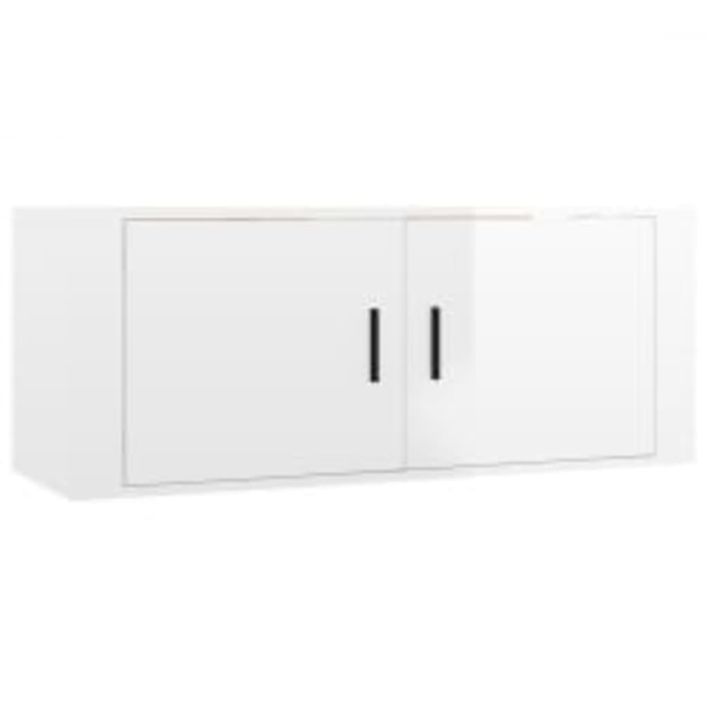 vidaXL 2 Piece TV Cabinet Set High Gloss White Engineered Wood