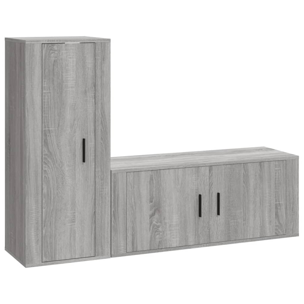 vidaXL 2 Piece TV Cabinet Set Grey Sonoma Engineered Wood