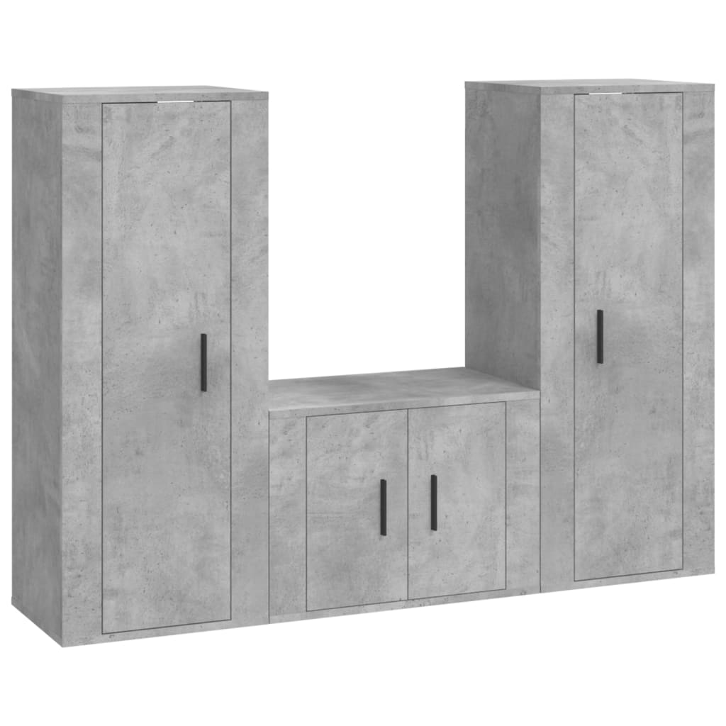 vidaXL 3 Piece TV Cabinet Set Concrete Grey Engineered Wood