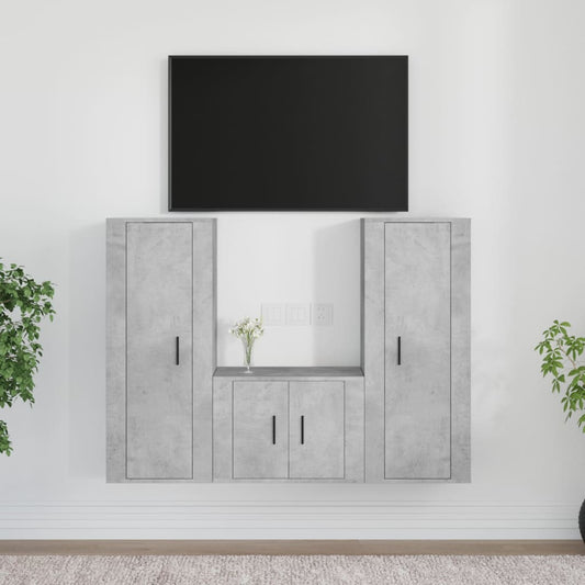 vidaXL 3 Piece TV Cabinet Set Concrete Grey Engineered Wood