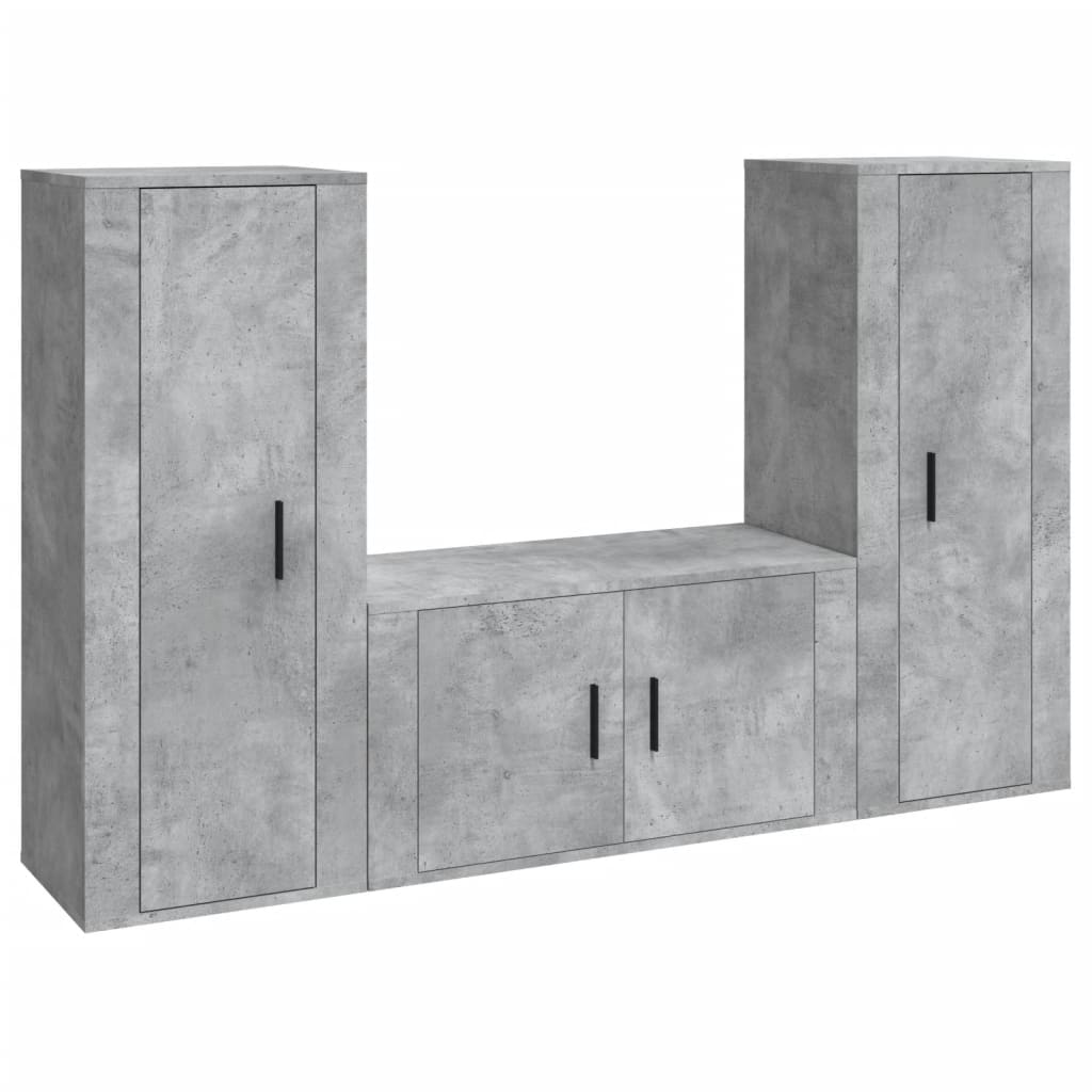 vidaXL 3 Piece TV Cabinet Set Concrete Grey Engineered Wood