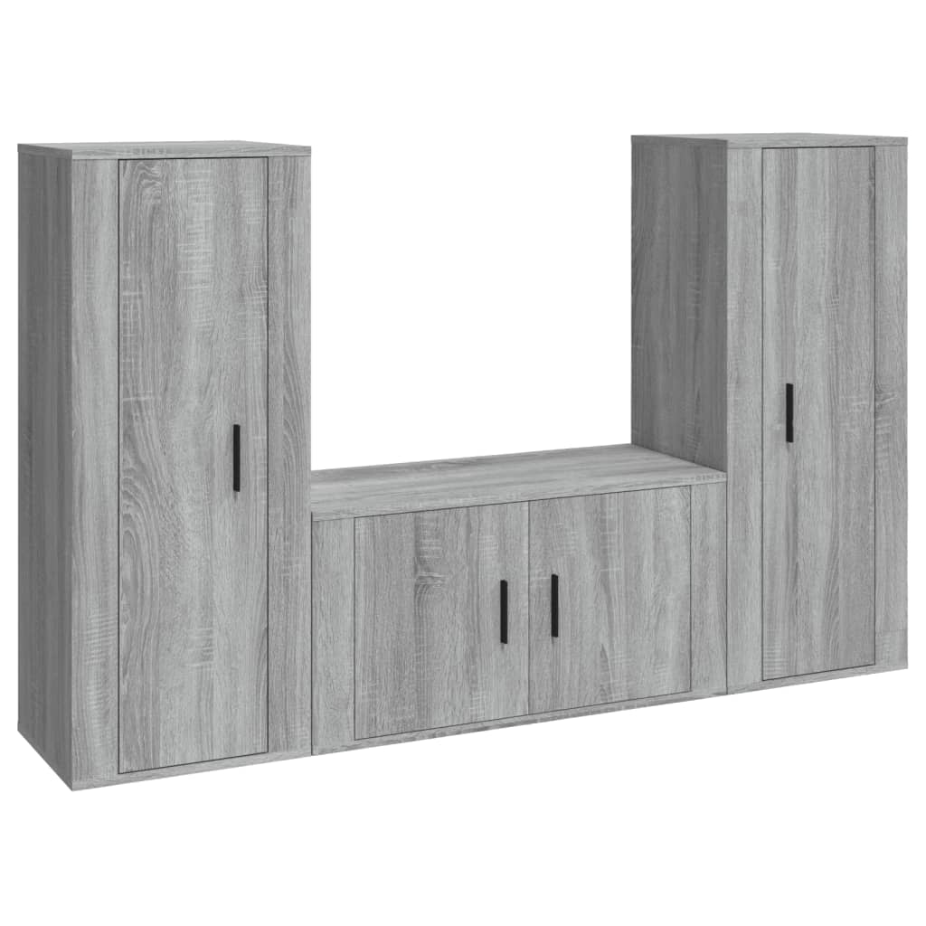 vidaXL 3 Piece TV Cabinet Set Grey Sonoma Engineered Wood