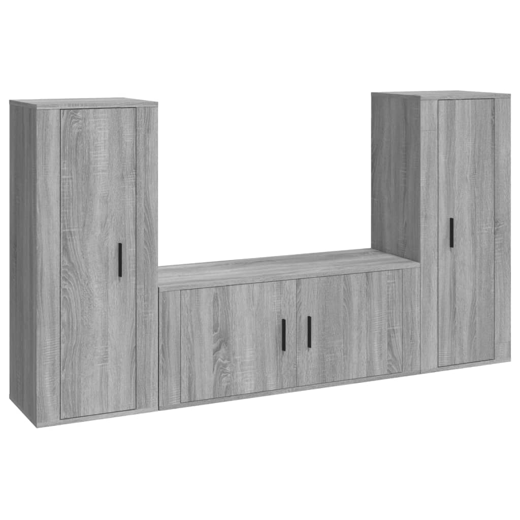 vidaXL 3 Piece TV Cabinet Set Grey Sonoma Engineered Wood