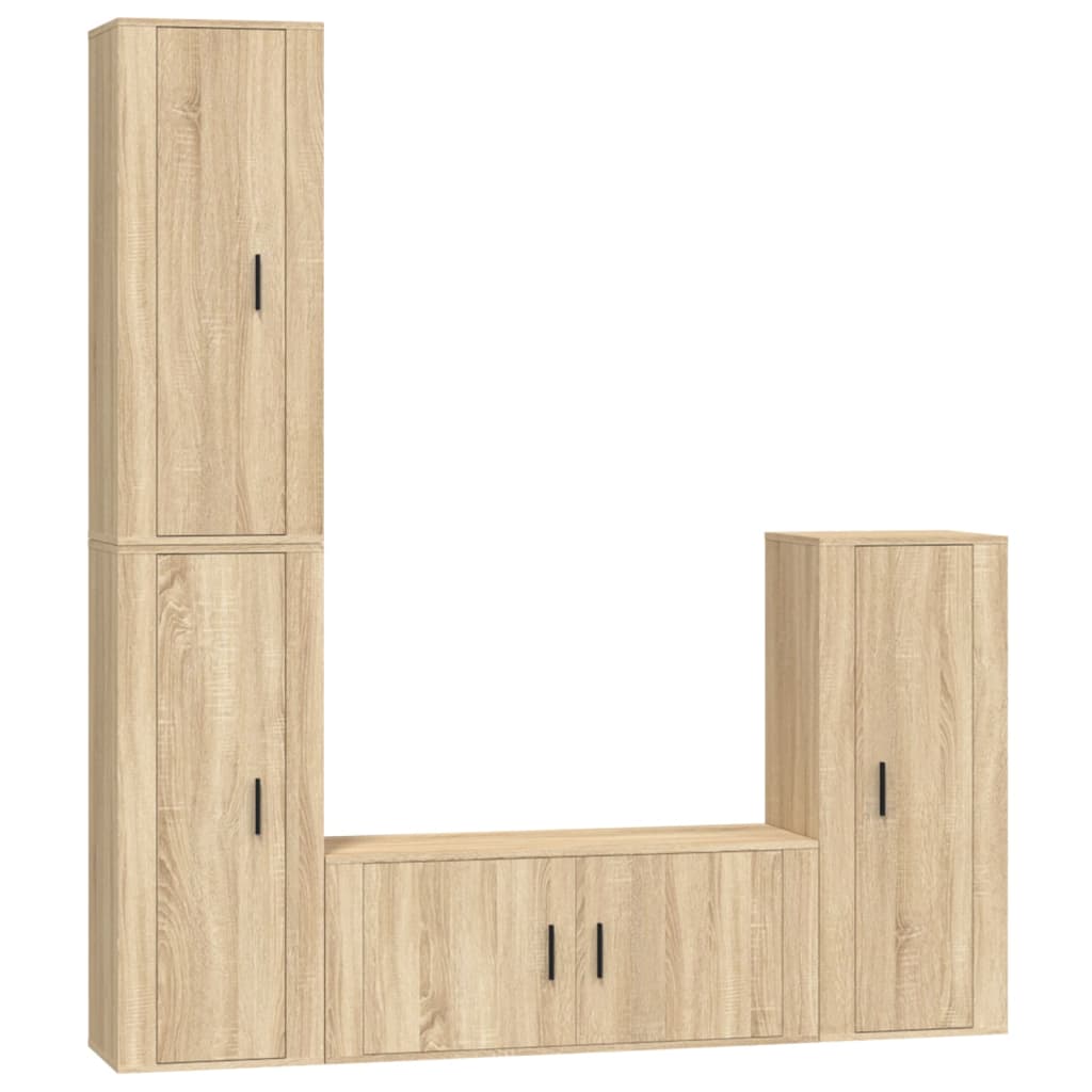 vidaXL 4 Piece TV Cabinet Set Sonoma Oak Engineered Wood