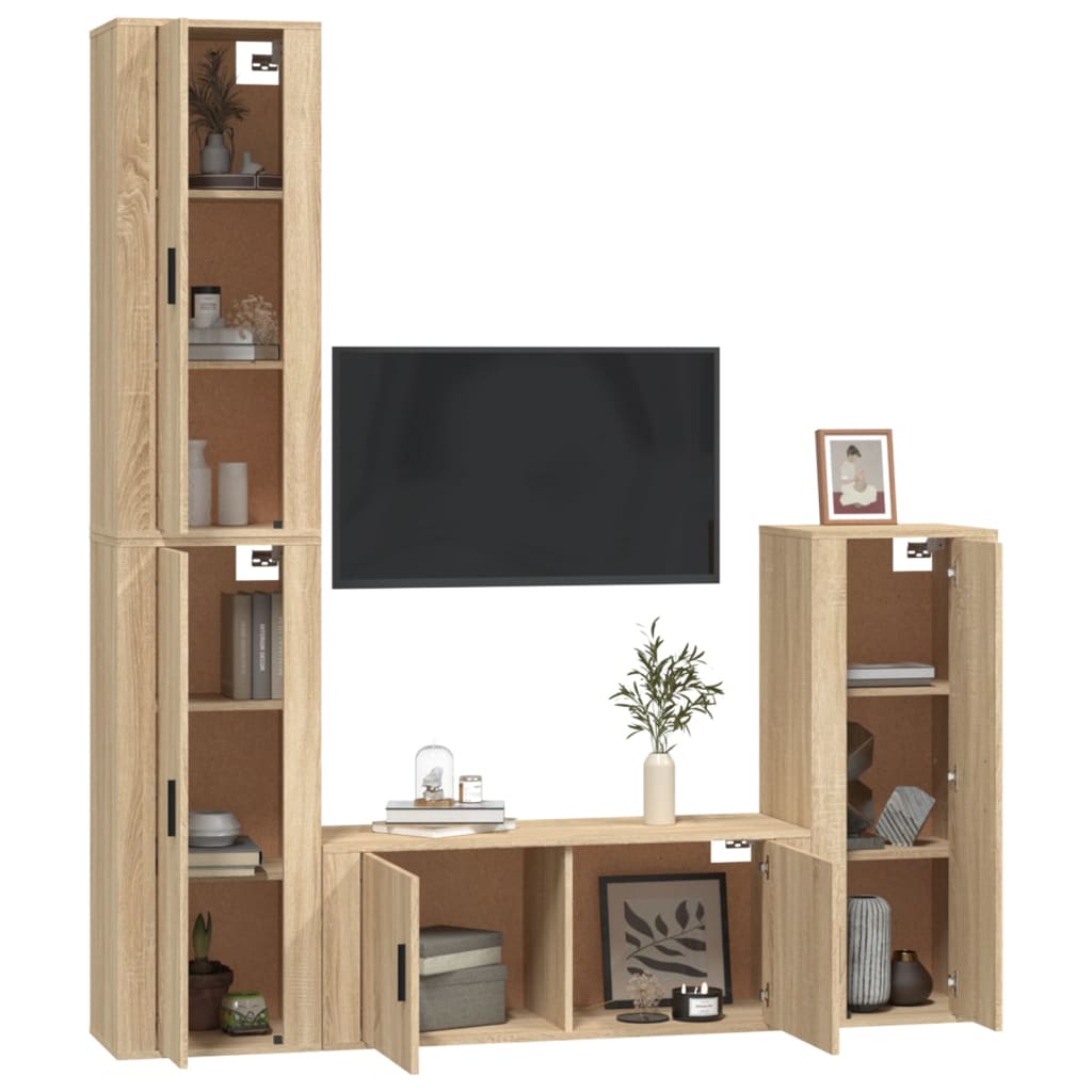 vidaXL 4 Piece TV Cabinet Set Sonoma Oak Engineered Wood