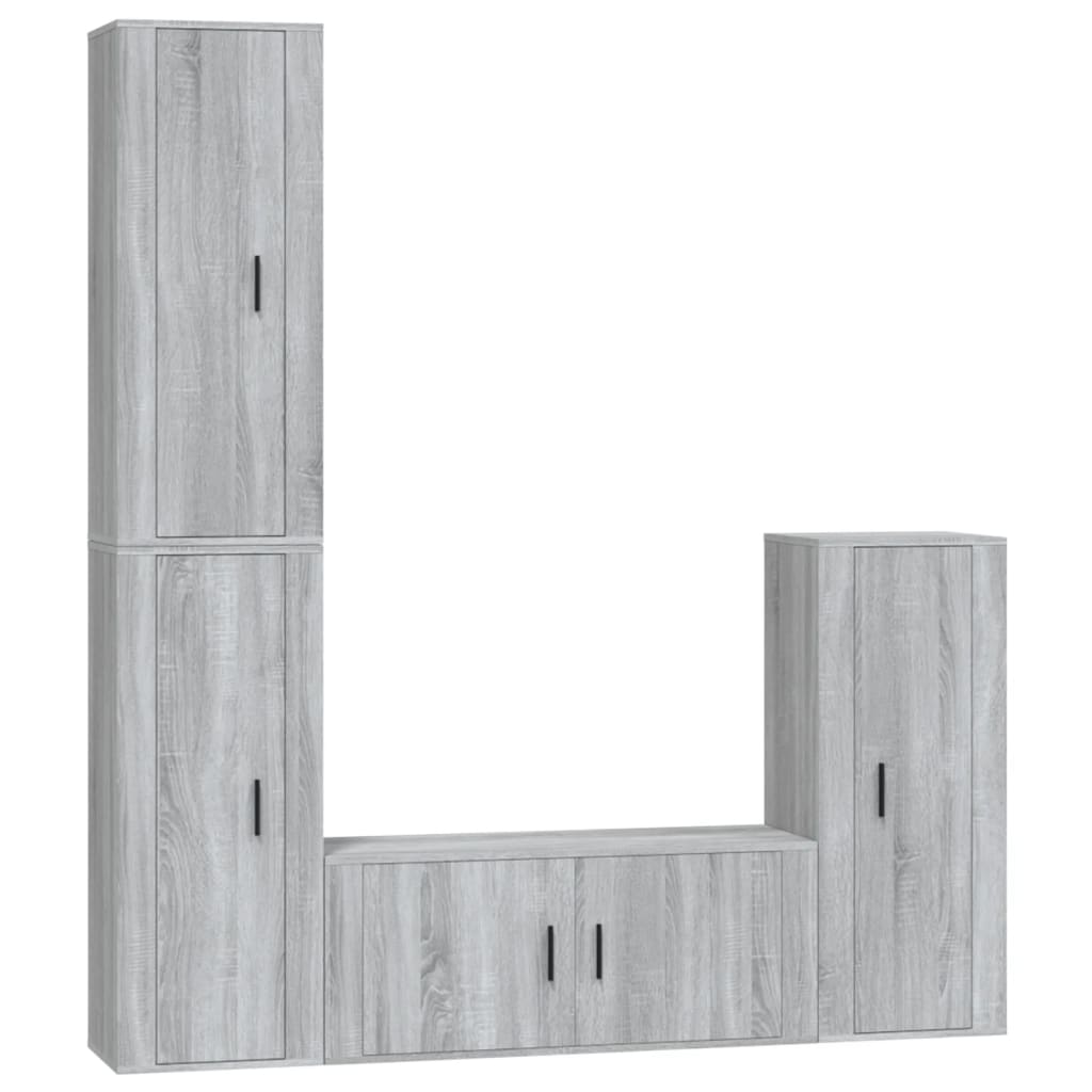 vidaXL 4 Piece TV Cabinet Set Grey Sonoma Engineered Wood