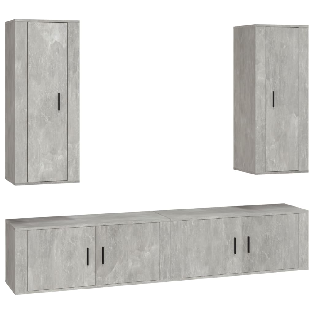 vidaXL 4 Piece TV Cabinet Set Concrete Grey Engineered Wood