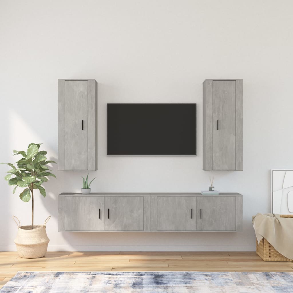 vidaXL 4 Piece TV Cabinet Set Concrete Grey Engineered Wood