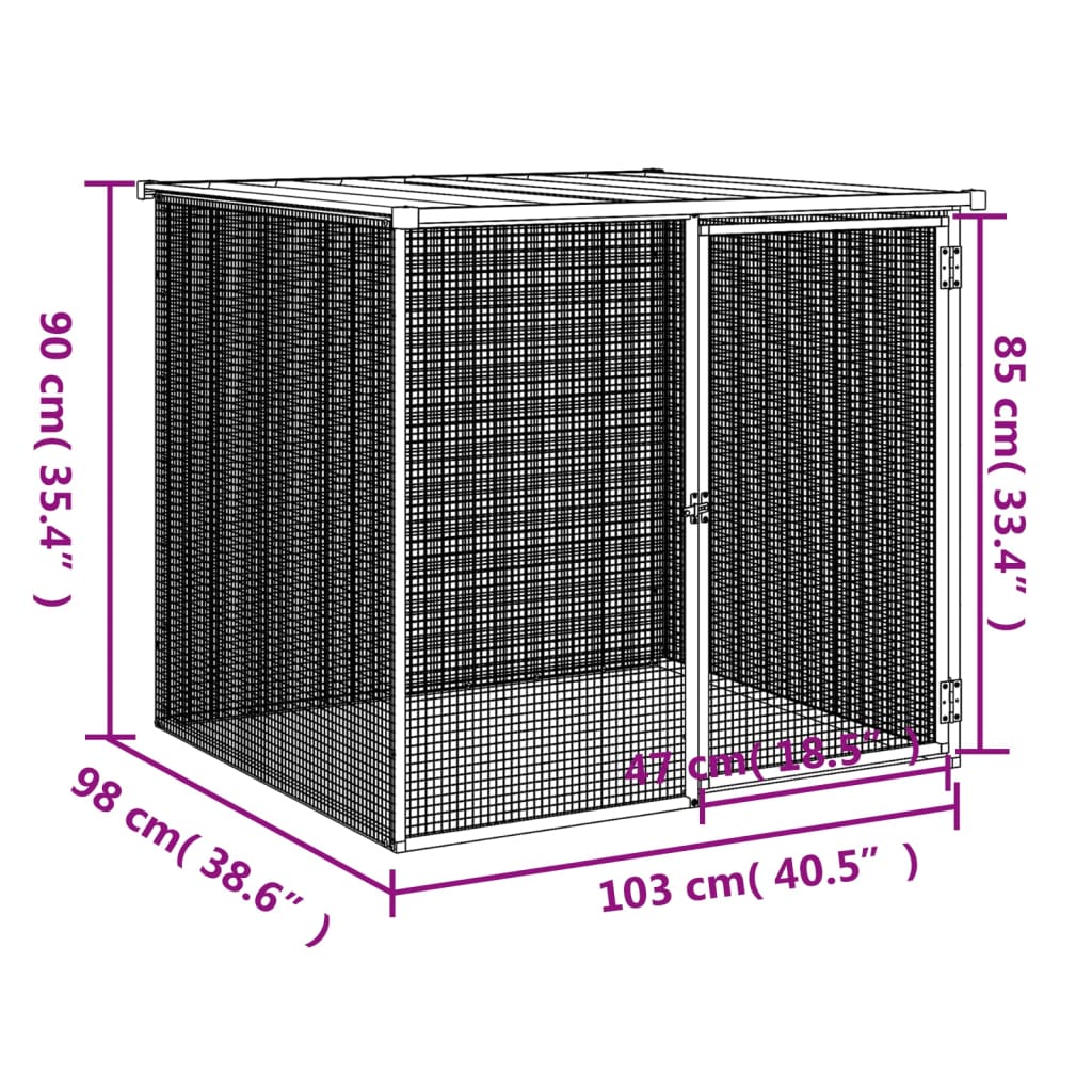 vidaXL Chicken Cage with Roof Anthracite 103x98x90 cm Galvanised Steel