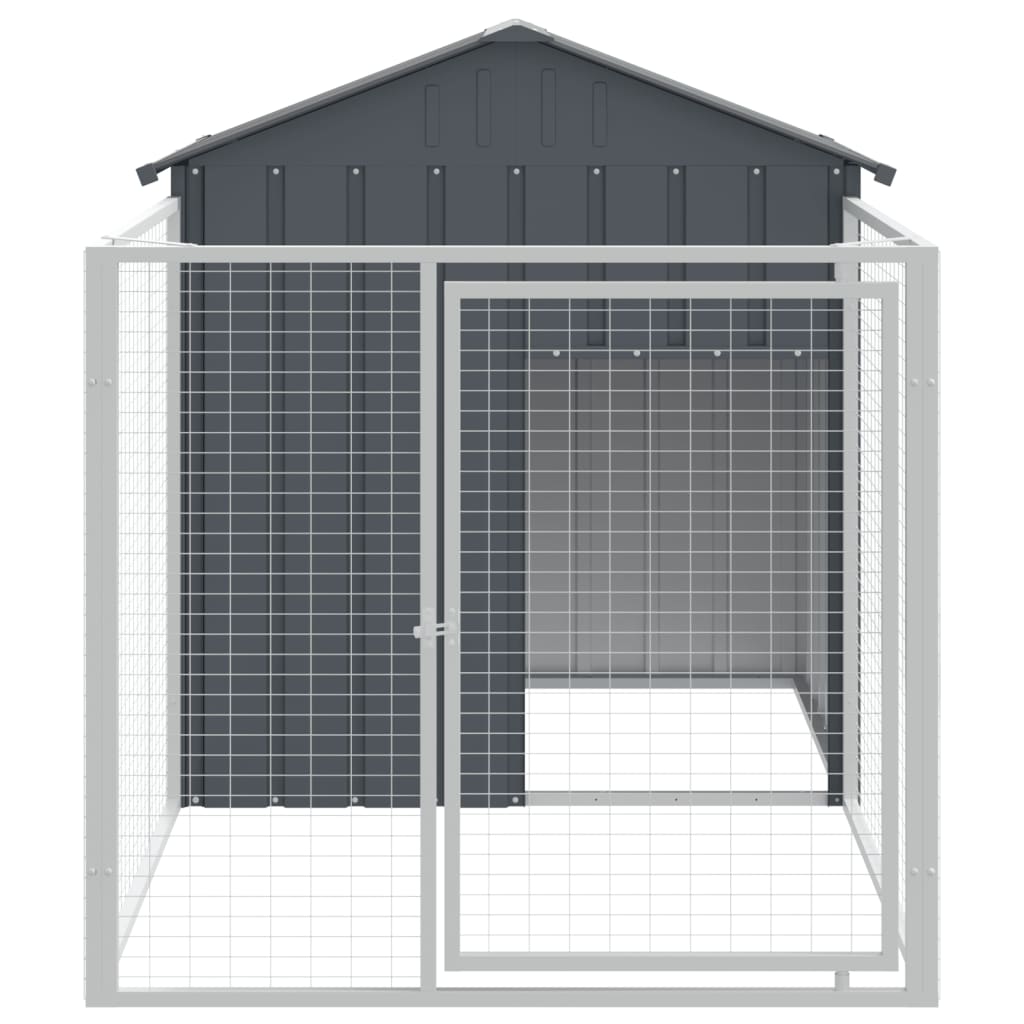 vidaXL Dog House with Run Anthracite 117x201x123 cm Galvanised Steel