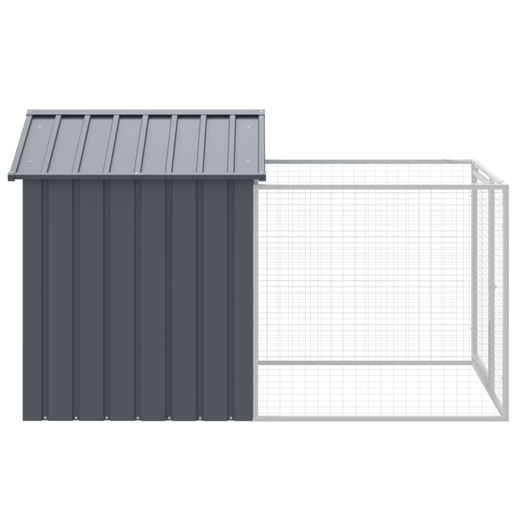 vidaXL Dog House with Run Anthracite 117x201x123 cm Galvanised Steel