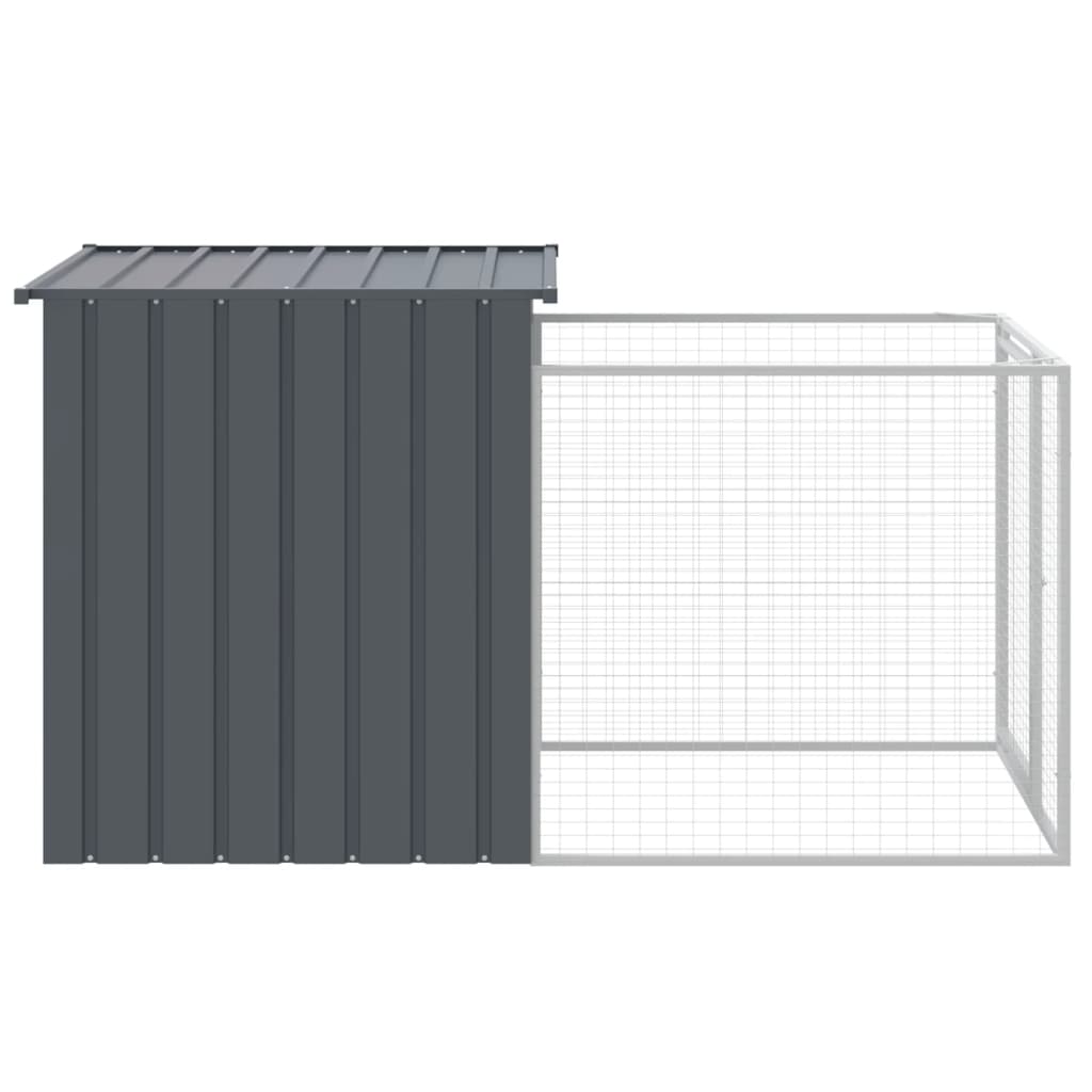 Dog House with Run Anthracite 110x201x110 cm Galvanised Steel