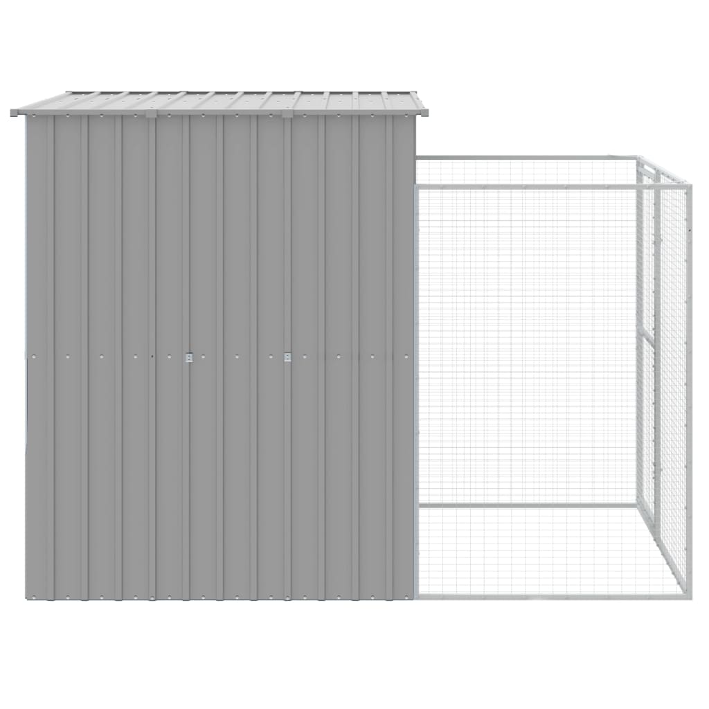 Dog House with Run Light Grey 165x251x181 cm Galvanised Steel