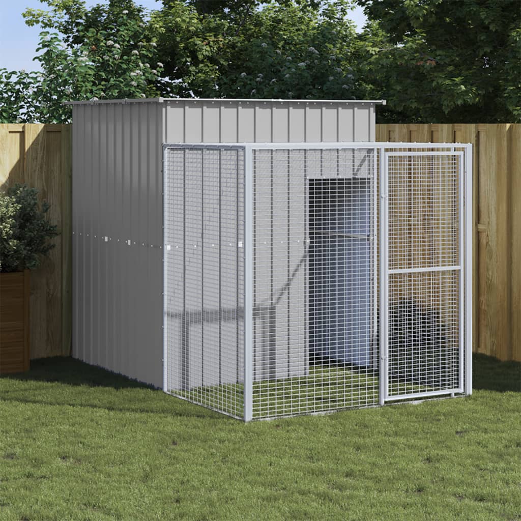 vidaXL Chicken Cage with Run Light Grey 165x251x181 cm Galvanised Steel