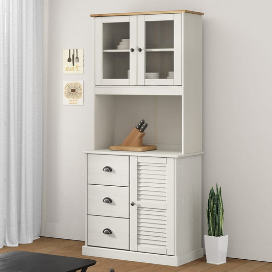 Highboard "VIGO" White 78x40x175 cm Solid Wood Pine