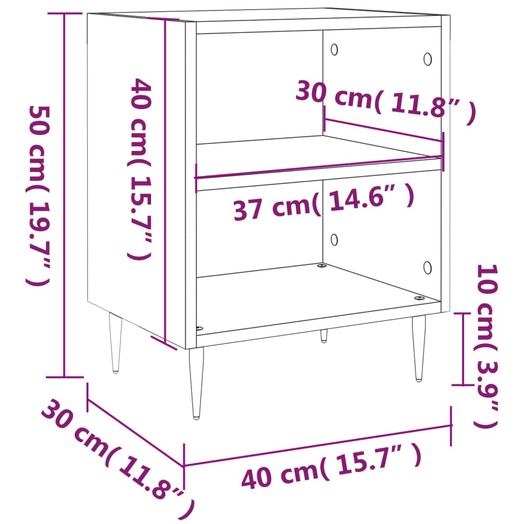 Bedside Cabinets 2 pcs Concrete Grey 40x30x50 cm Engineered Wood