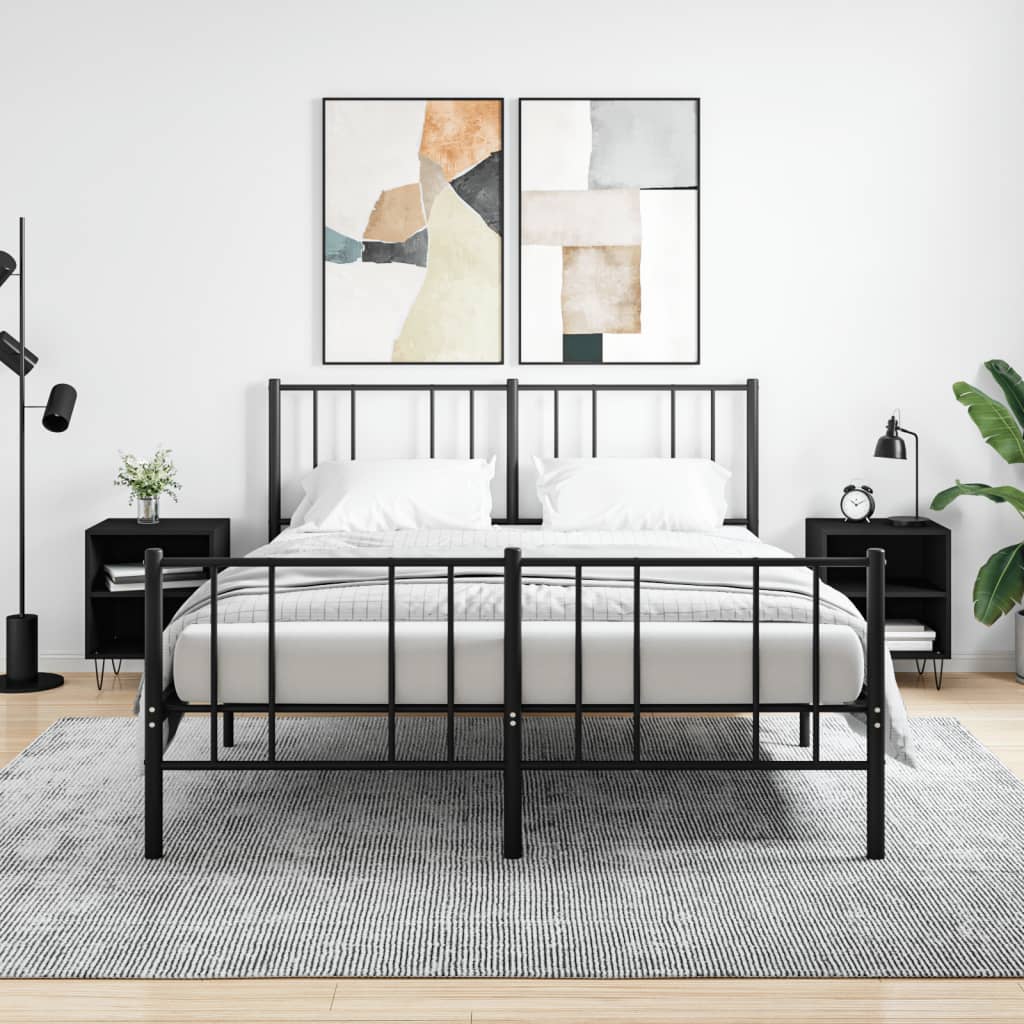 Bedside Cabinets 2 pcs Black 40x30x50 cm Engineered Wood