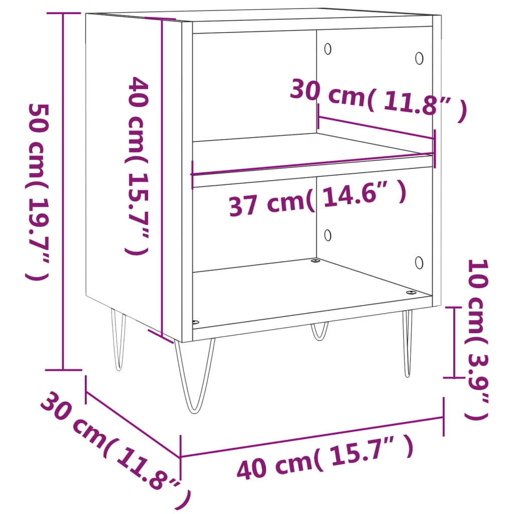 Bedside Cabinets 2 pcs Concrete Grey 40x30x50 cm Engineered Wood