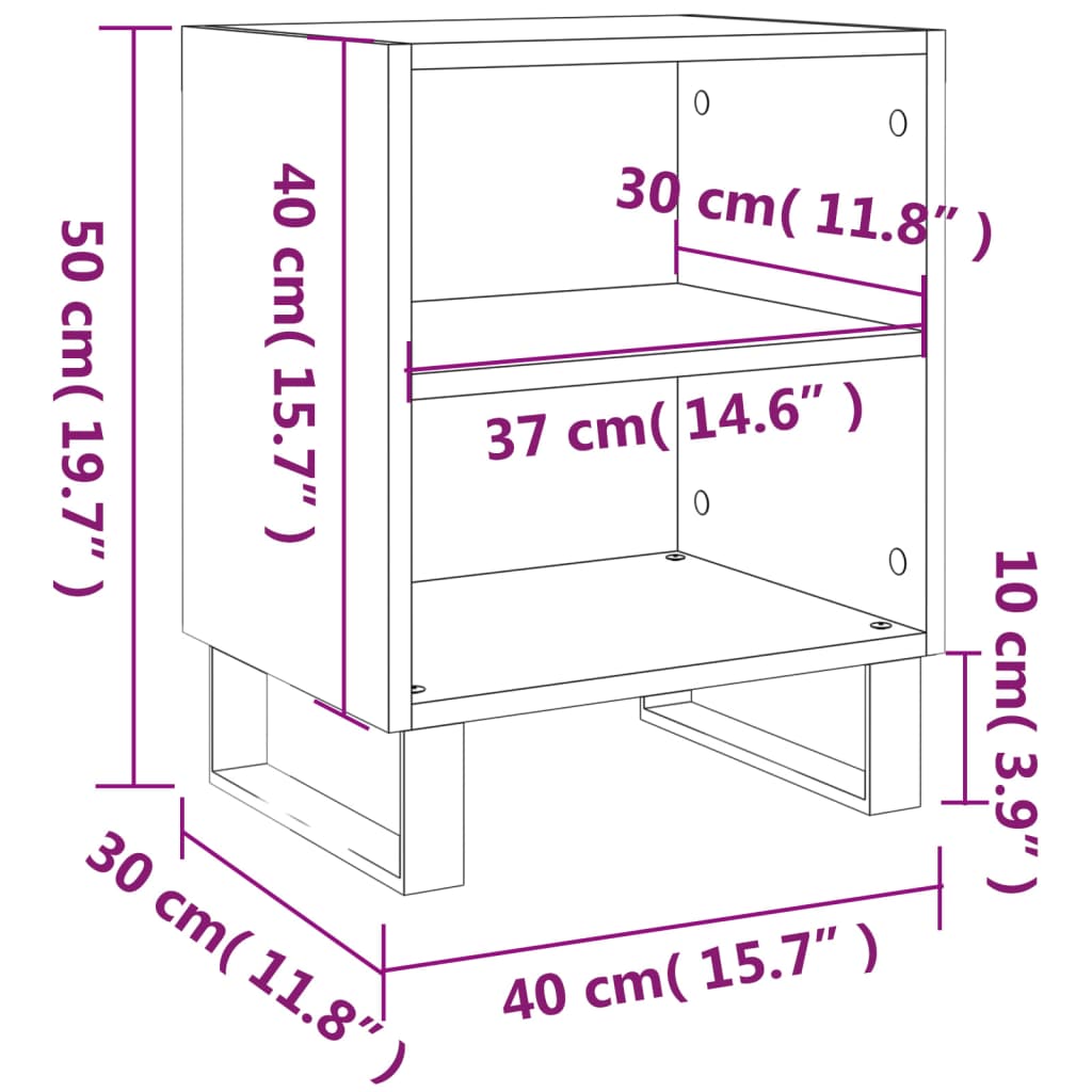 Bedside Cabinets 2 pcs Concrete Grey 40x30x50 cm Engineered Wood
