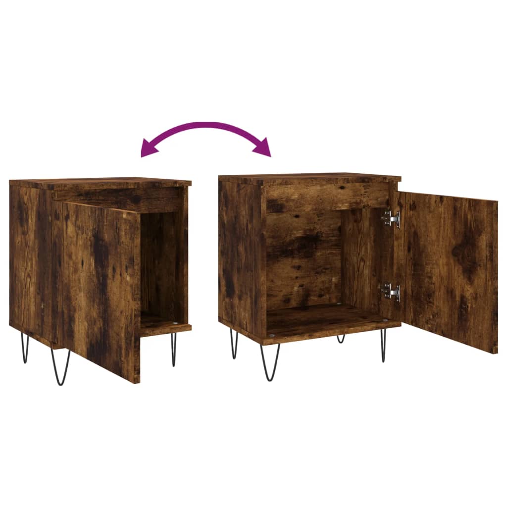 Bedside Cabinet Smoked Oak 40x30x50 cm Engineered Wood