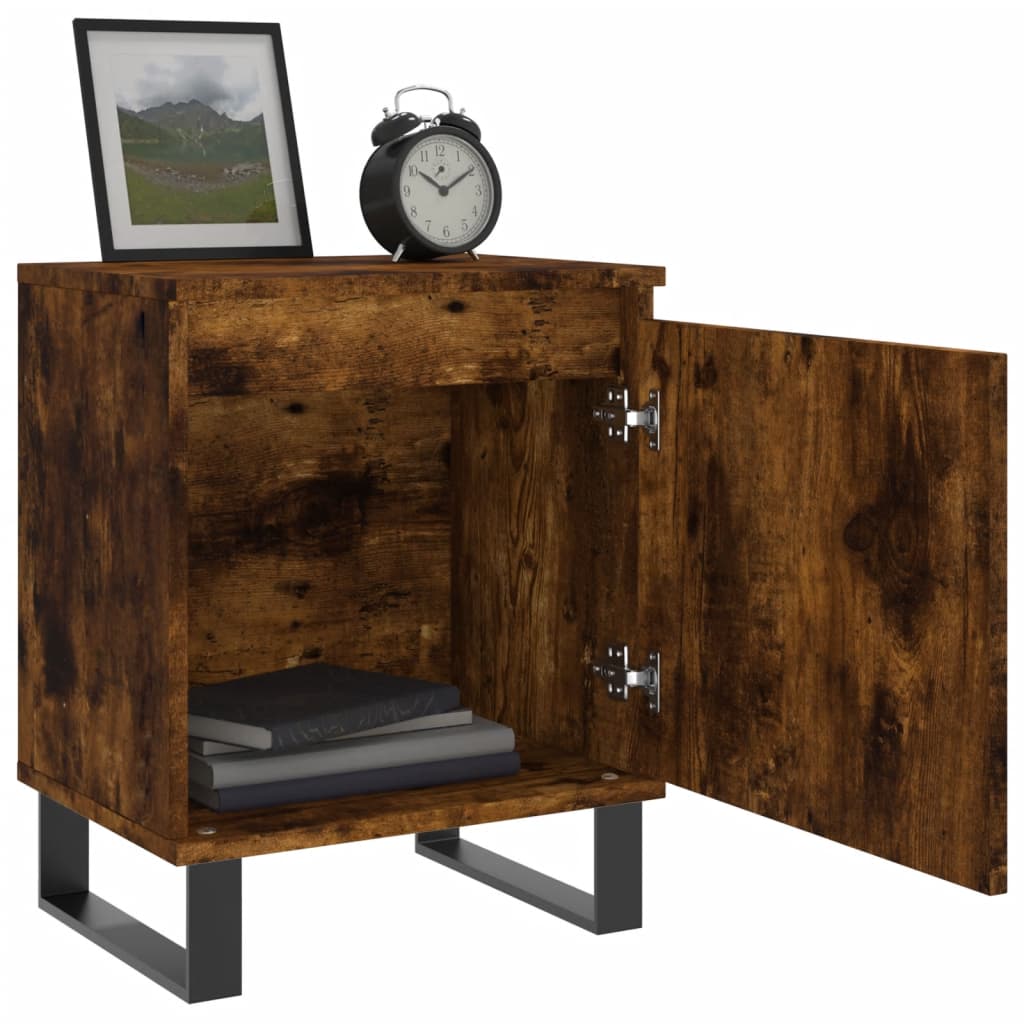 vidaXL Bedside Cabinet Smoked Oak 40x30x50 cm Engineered Wood