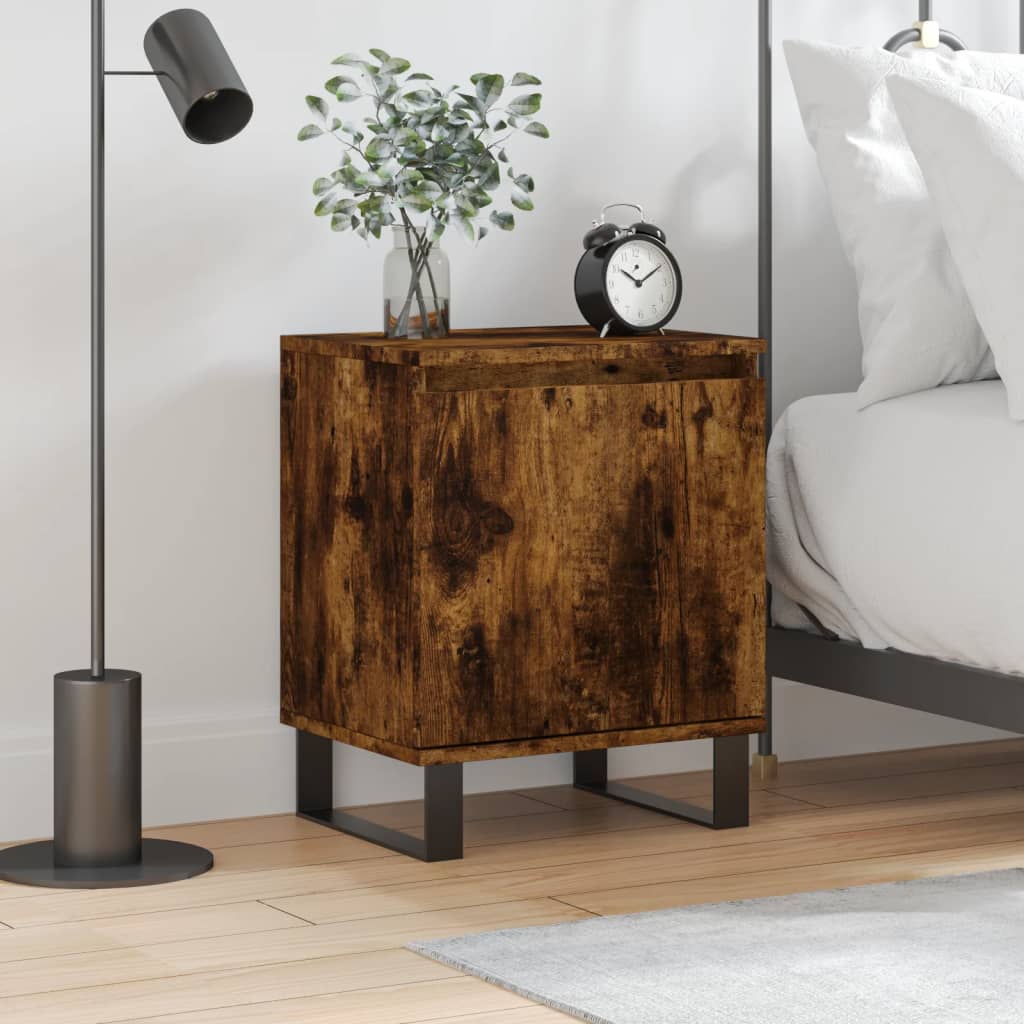 vidaXL Bedside Cabinet Smoked Oak 40x30x50 cm Engineered Wood