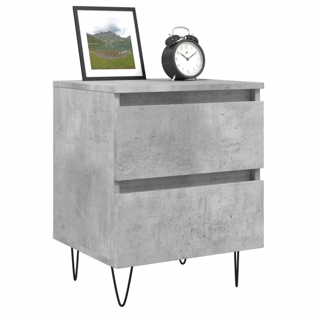 Bedside Cabinets 2 pcs Concrete Grey 40x35x50cm Engineered Wood