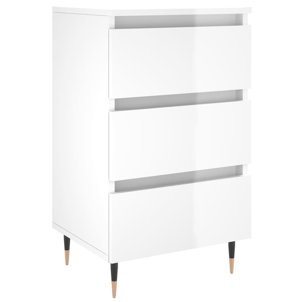 vidaXL Bedside Cabinet High Gloss White 40x35x69 cm Engineered Wood