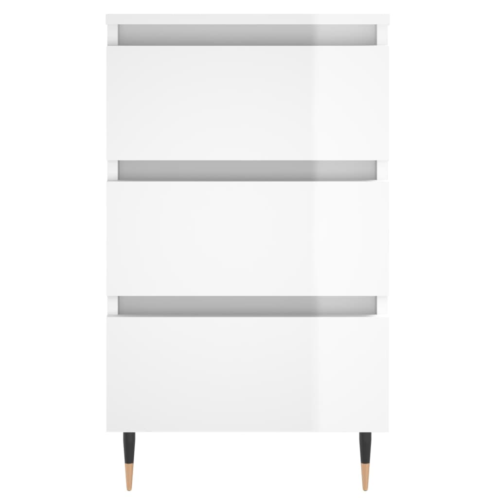 vidaXL Bedside Cabinet High Gloss White 40x35x69 cm Engineered Wood