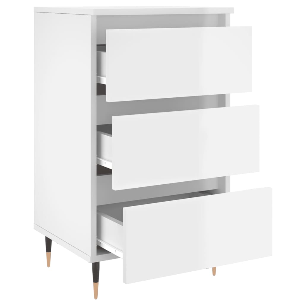 vidaXL Bedside Cabinet High Gloss White 40x35x69 cm Engineered Wood