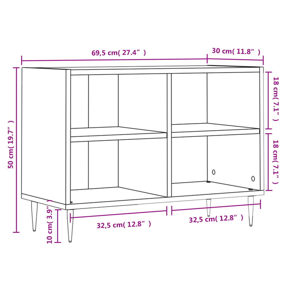 TV Cabinet Concrete Grey 69,5x30x50 cm Engineered Wood
