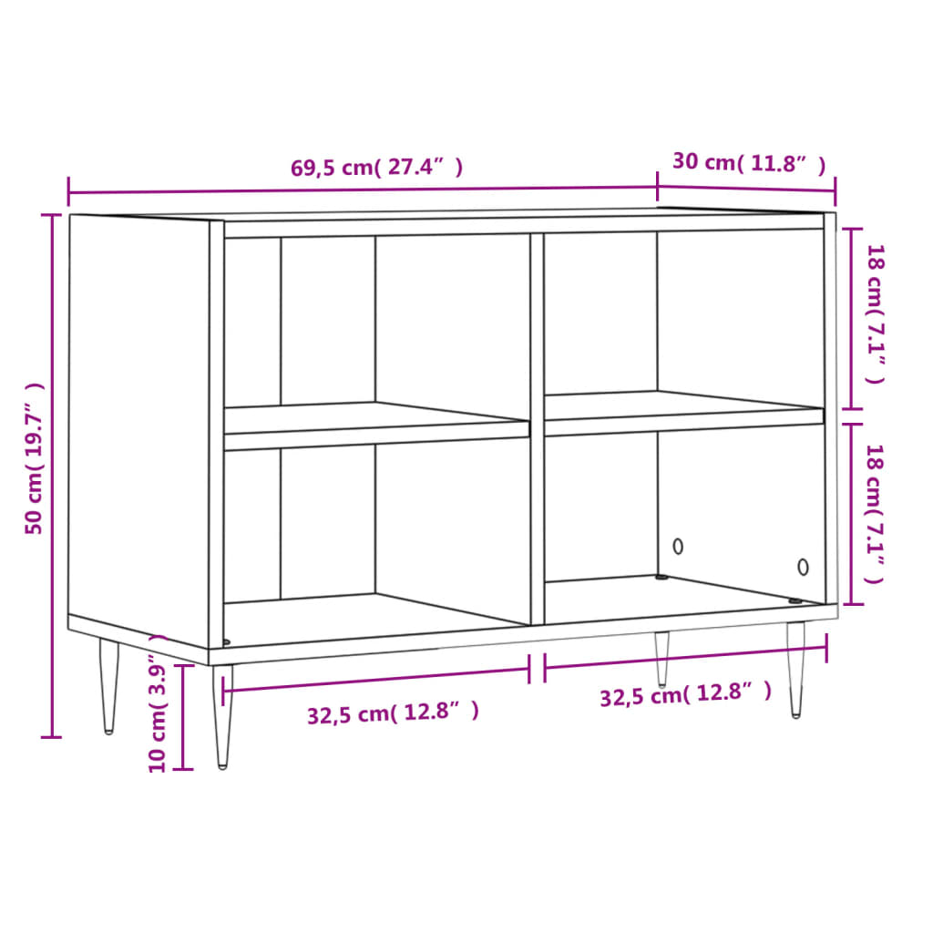 TV Cabinet Grey Sonoma 69,5x30x50 cm Engineered Wood