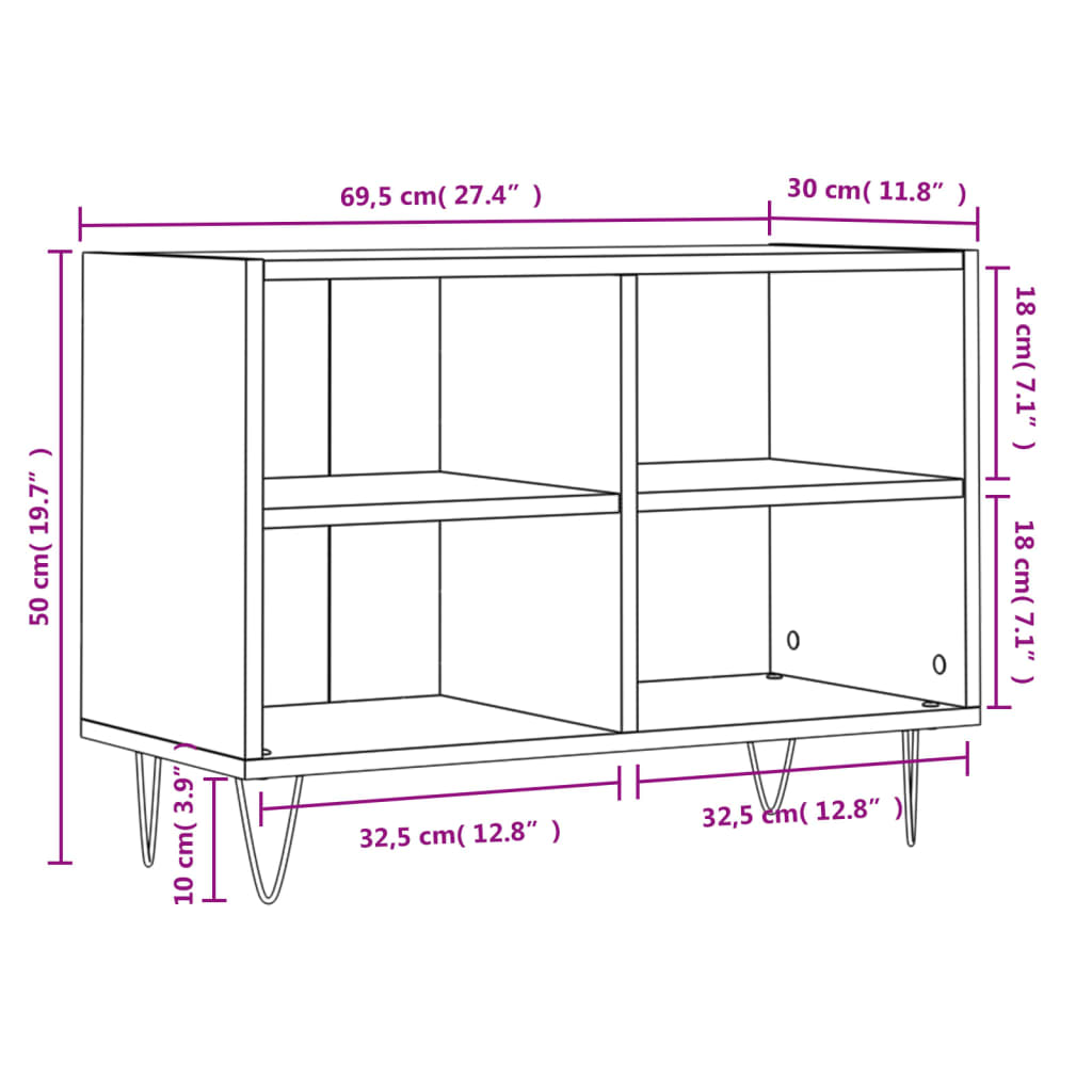 vidaXL TV Cabinet Black 69.5x30x50 cm Engineered Wood