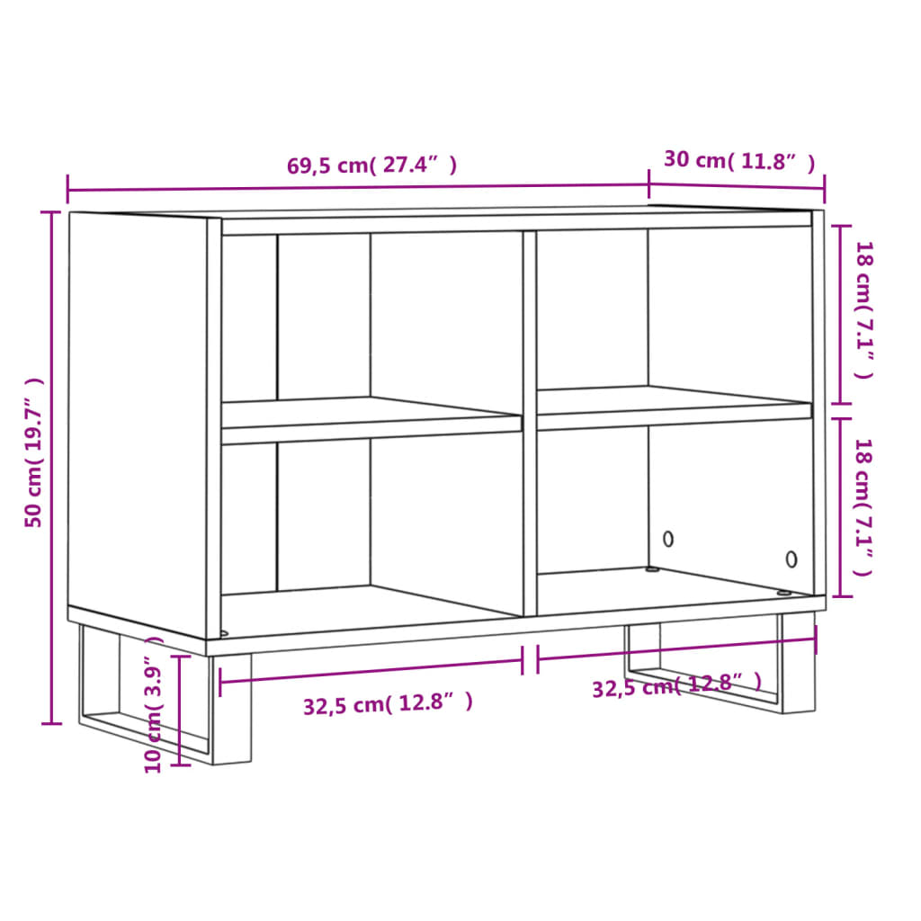 vidaXL TV Cabinet Black 69.5x30x50 cm Engineered Wood