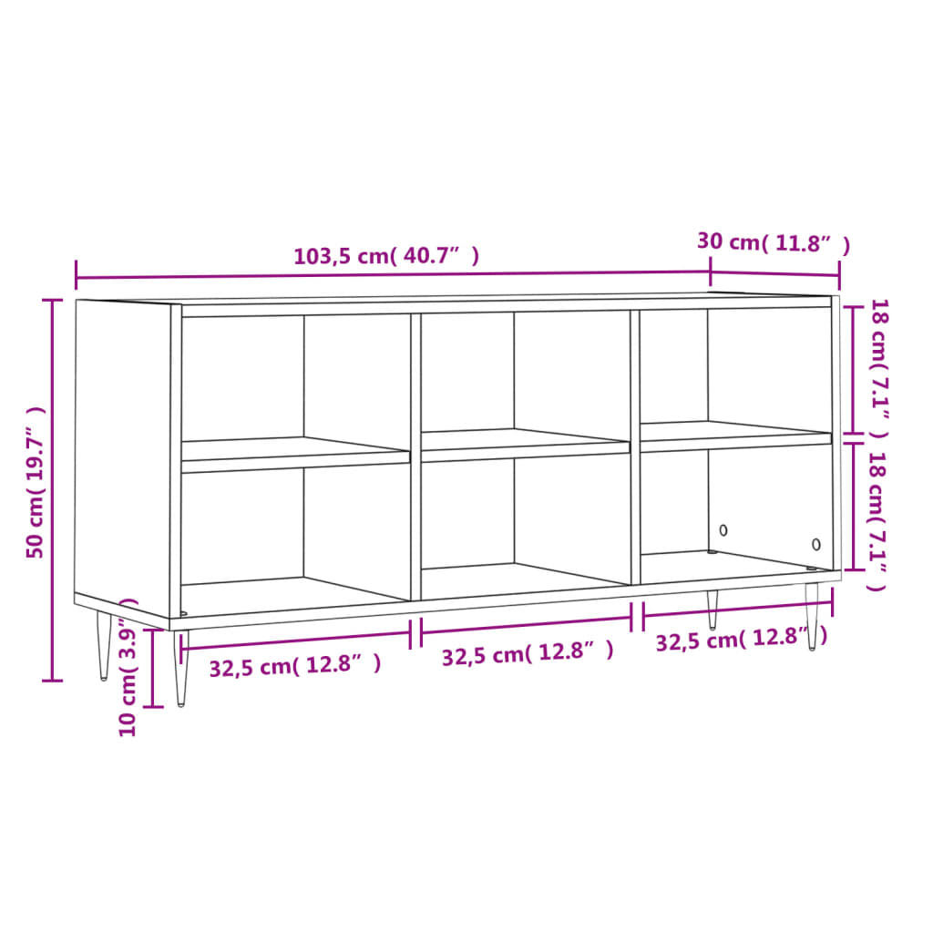 TV Cabinet White 103,5x30x50 cm Engineered Wood