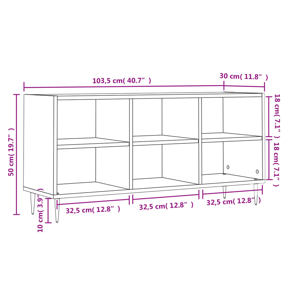TV Cabinet Smoked Oak 103,5x30x50 cm Engineered Wood