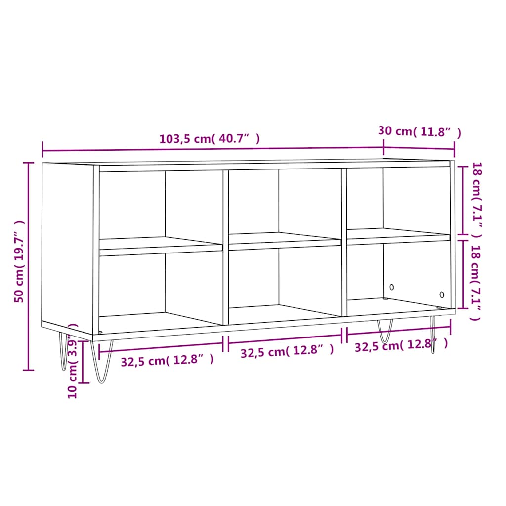 TV Cabinet White 103,5x30x50 cm Engineered Wood