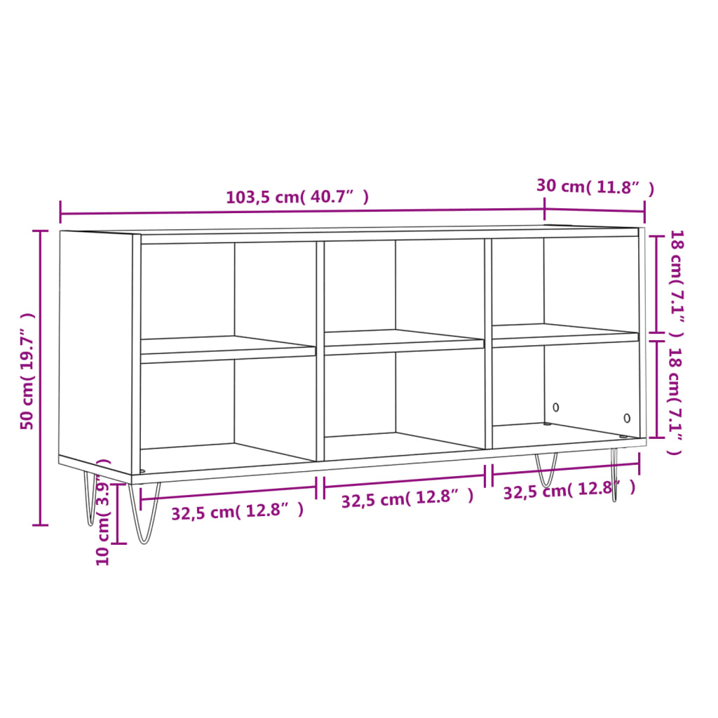 vidaXL TV Cabinet Concrete Grey 103.5x30x50 cm Engineered Wood