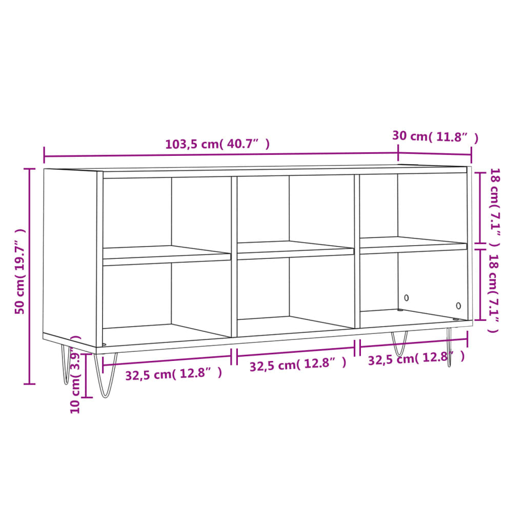 TV Cabinet Smoked Oak 103,5x30x50 cm Engineered Wood