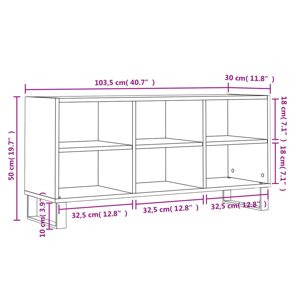 TV Cabinet White 103,5x30x50 cm Engineered Wood